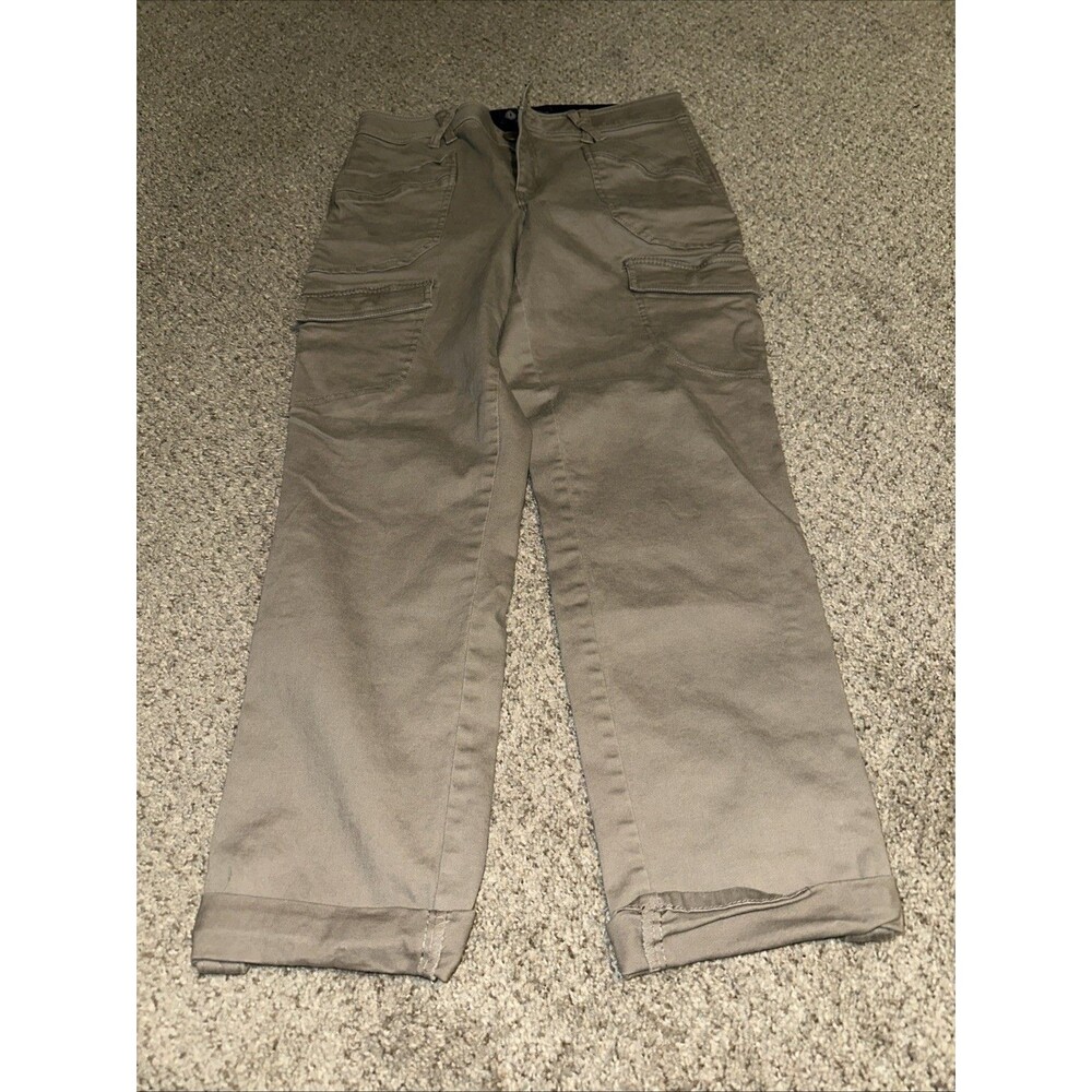 Democracy Pants Womens 10 Beige Ab Solution High Rise Roll Cuff Cargo Utility